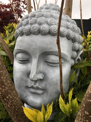 Buddha head, polystein-concrete color!!